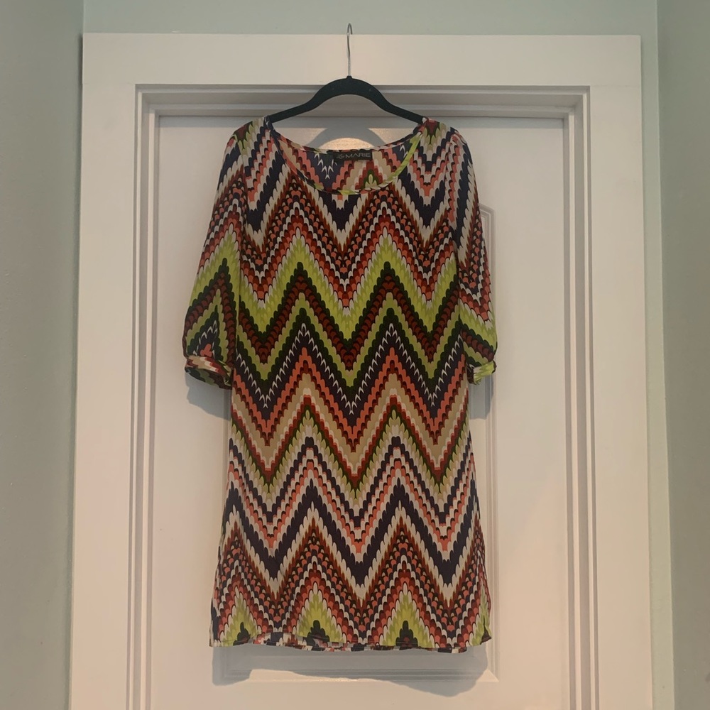 Leo Marie dress in multicolored fish scale pattern.   Size M.